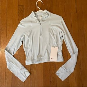 NWT Blue Lululemon It’s Rulu Run Cropped 1/2 Zip Size 8